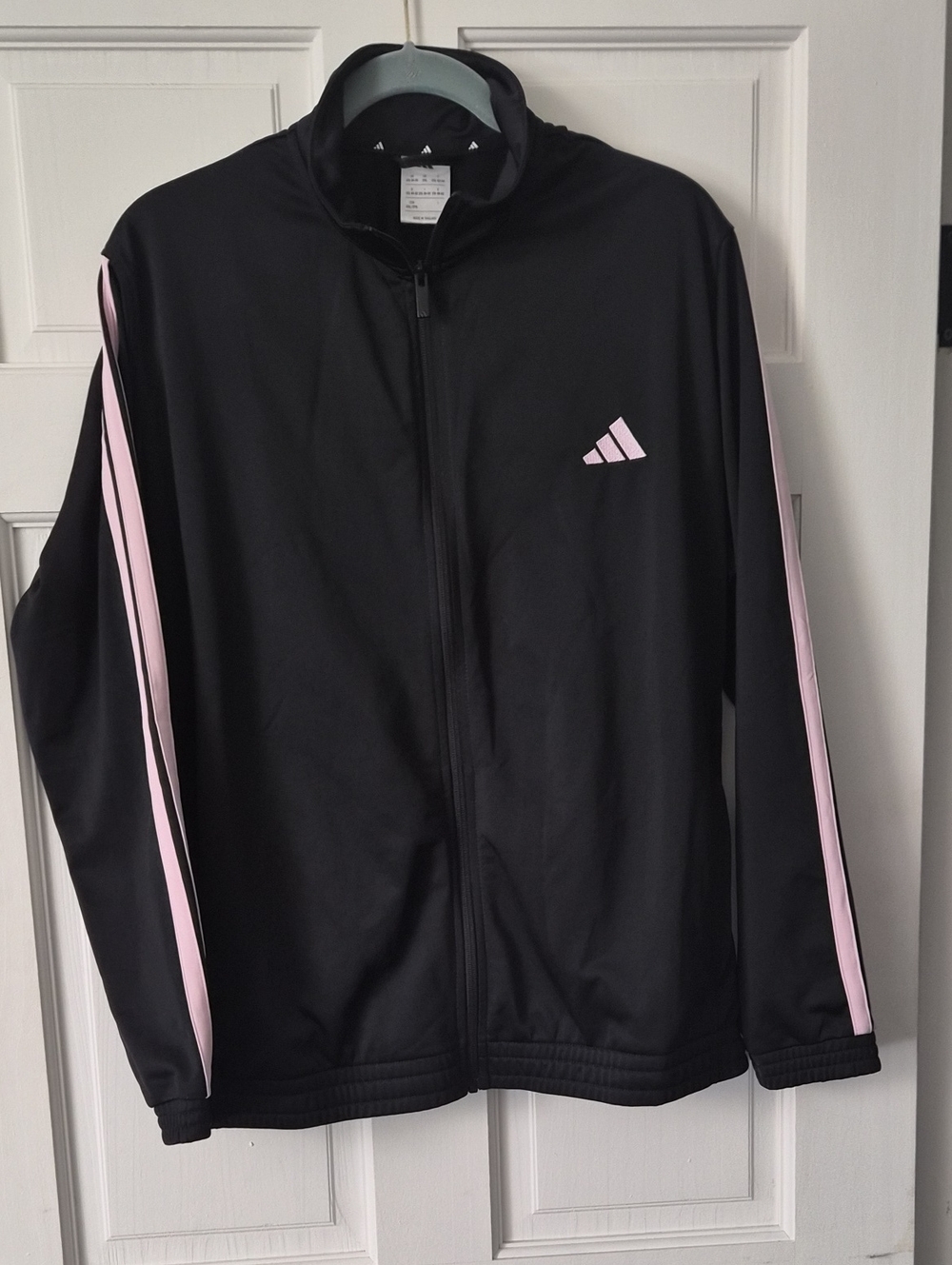 Adidas Women’s Black Track Jacket with Pink Accents 2X